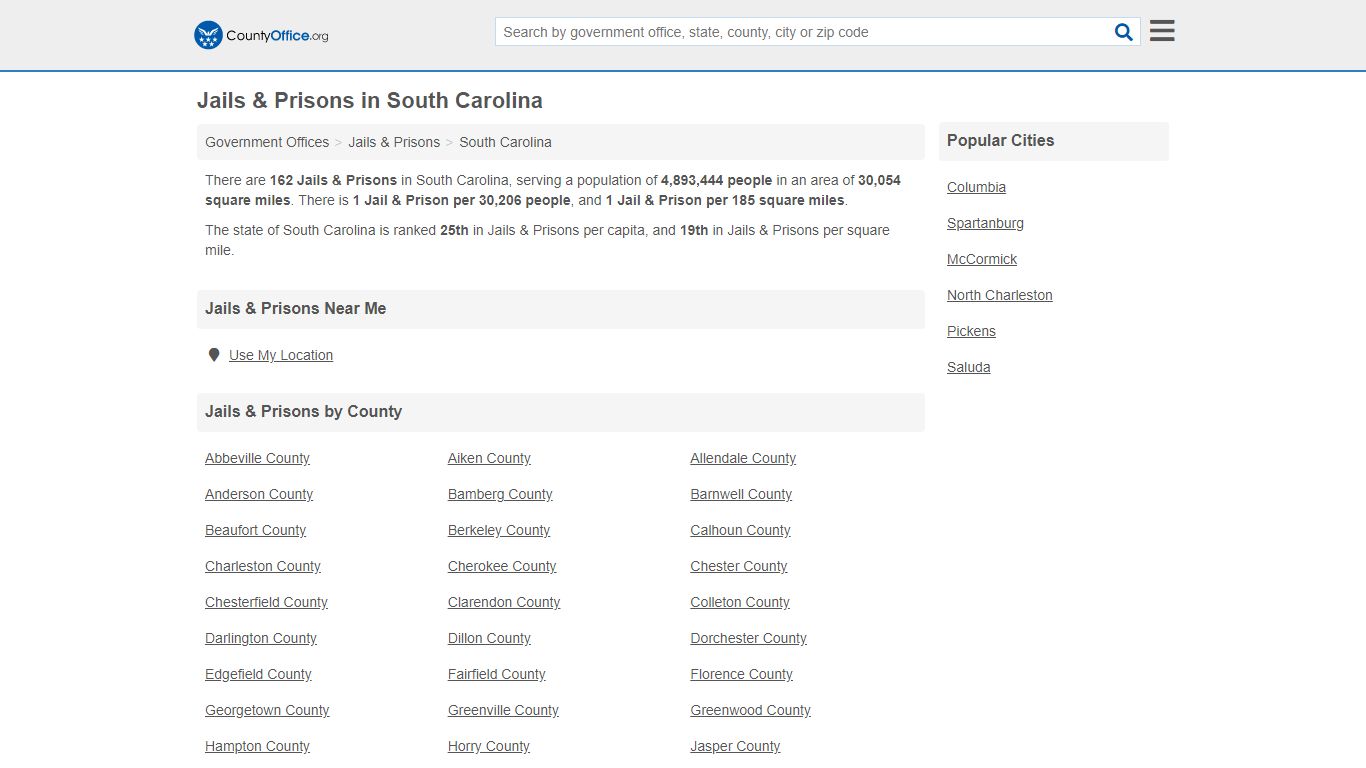 Jails & Prisons - South Carolina (Inmate Rosters & Records)